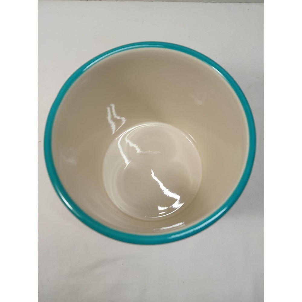 The Pioneer Woman Flea Market Red Polka Dot Stoneware Utensil Crock 6.5in Teal - Picture 4 of 5